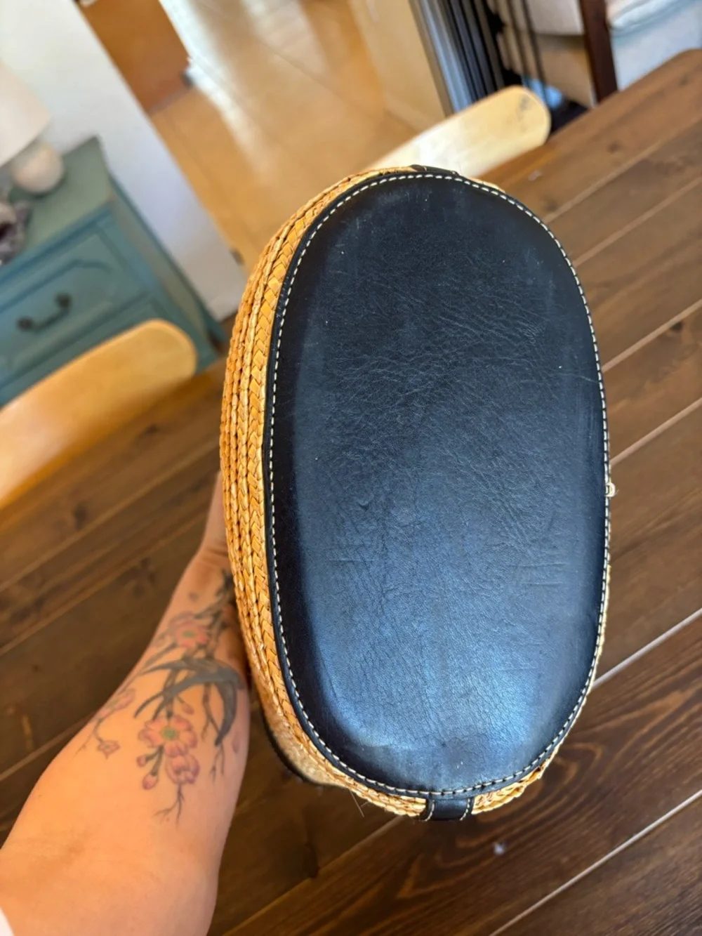 Preston & York Straw Tote Bag Genuine Leather Braided Handle Resort Summer Purse - Picture 16 of 16